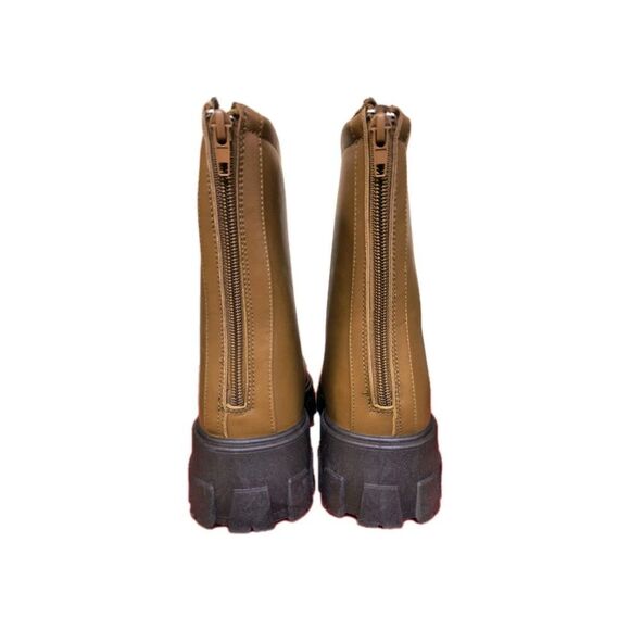 ROUGE TAN/Brown Women's Chunky Heel Boots Size 9 New Box - Picture 7 of 10